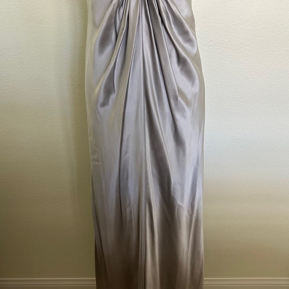 Laundry Black Label 100% Silk Strapless Evening Gown SZ12 Silver Wedding Events - Picture 5 of 15